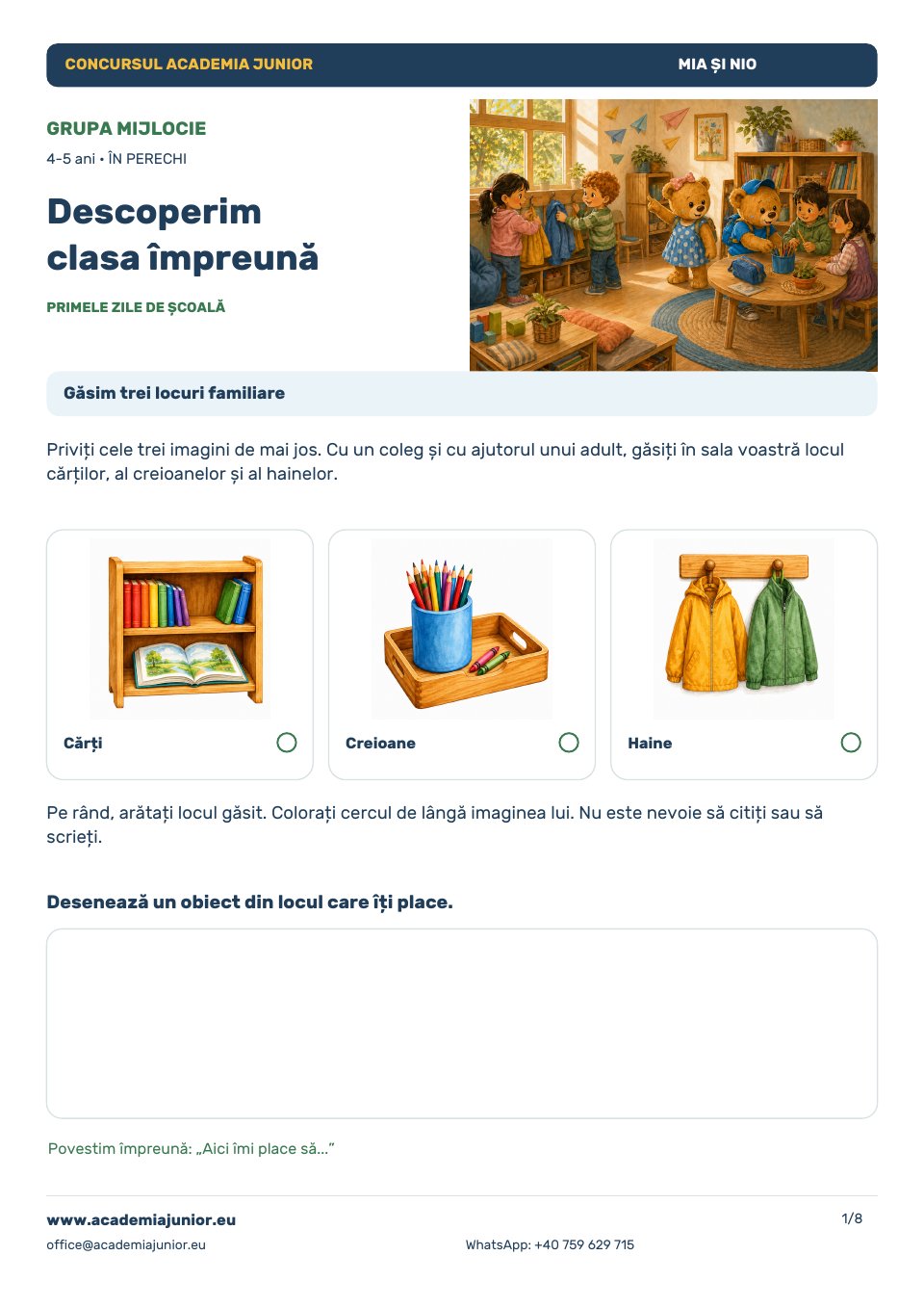 Planșa completă Descoperim clasa împreună, Grupa mijlocie, 4–5 ani